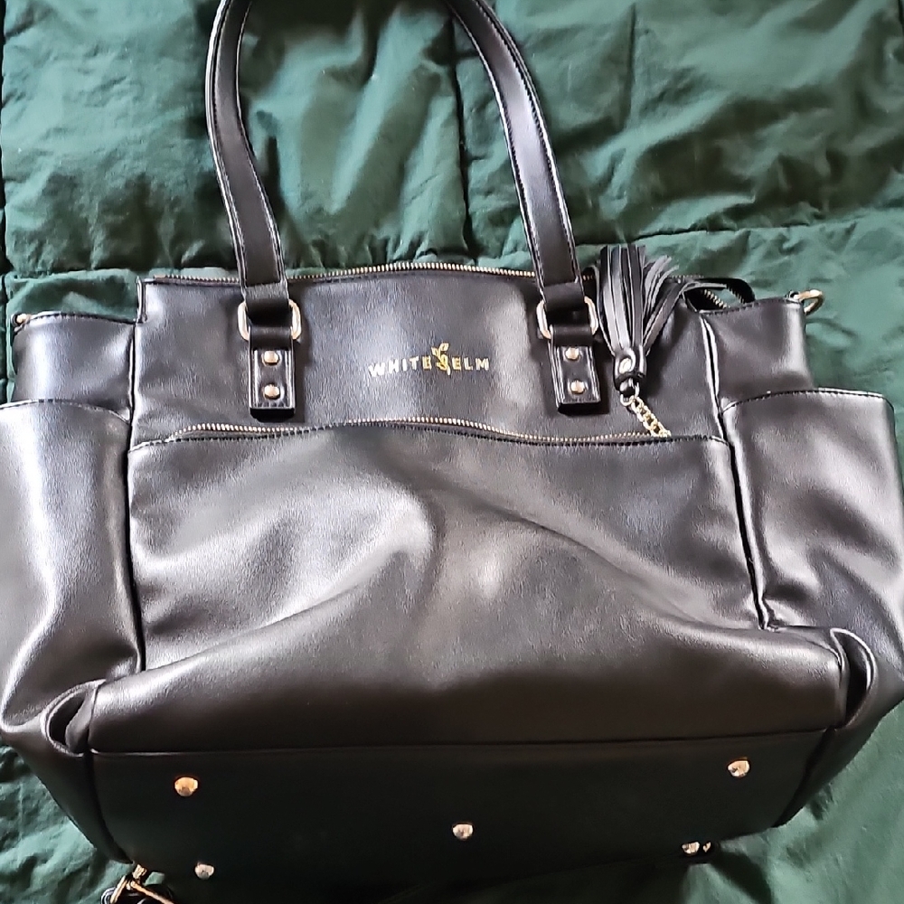Black Tote Bag White Elm Convertable Back Pack Diaper Bag